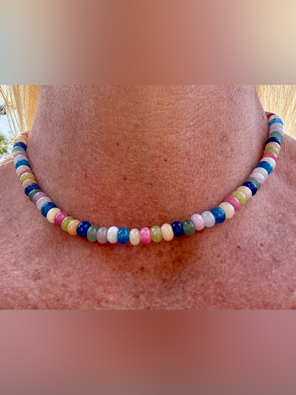 Handmade rainbow agate necklace